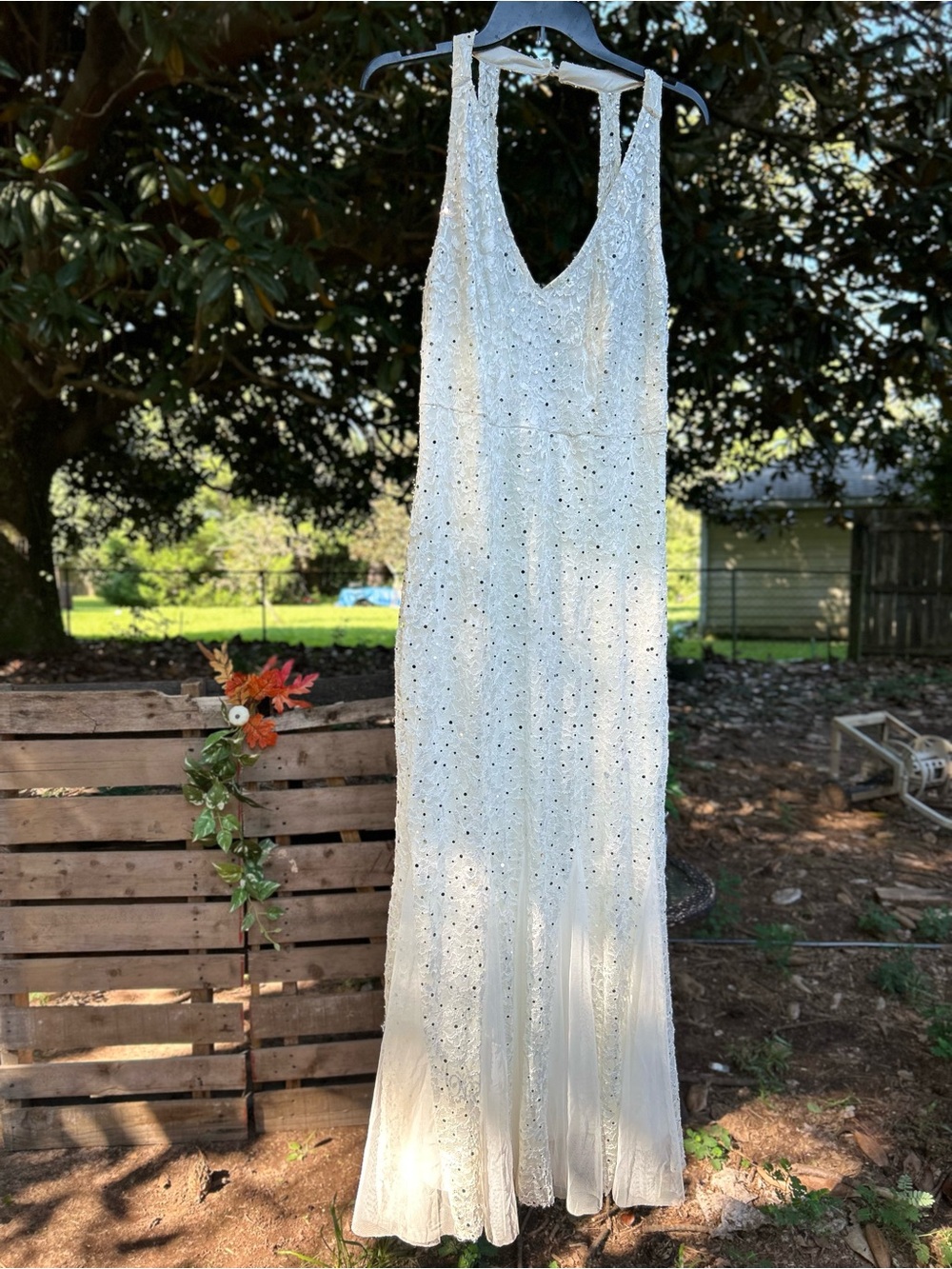 White Embellished V-Neck Maxi Dress
